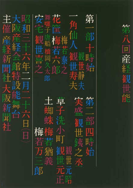 田中一光 B1判 シルクスクリーン ポスター　第8回産経観世能 第8回産経観世能(デザイン : 田中一光) / パージナ / 古本、中古
