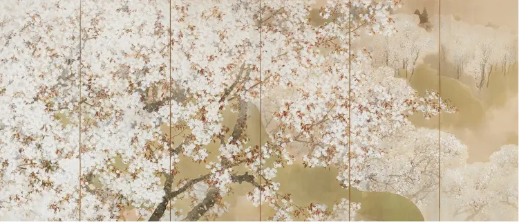 菊池芳文《小雨ふる吉野》1914年画像
