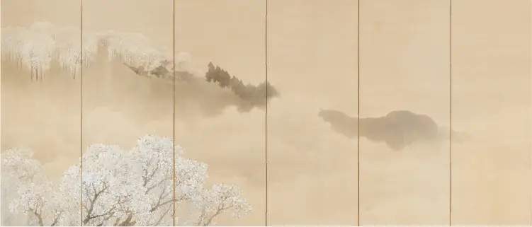 菊池芳文《小雨ふる吉野》1914年画像