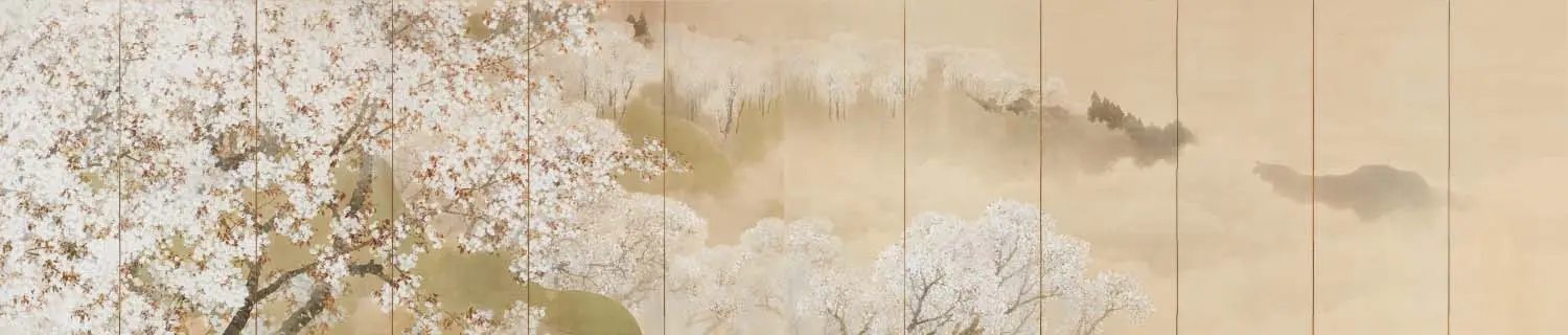 菊池芳文《小雨ふる吉野》1914年画像