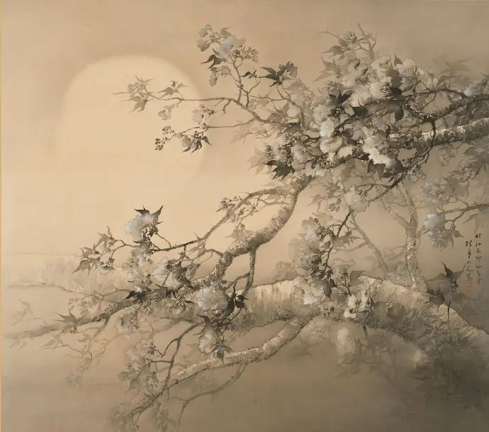 松林桂月《春宵花影図》1939年