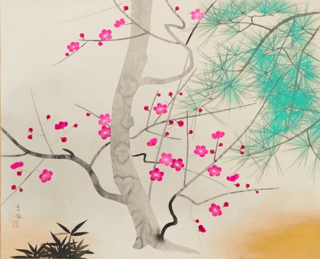 Kobayashi Kokei, Plum Blossoms, 1943
