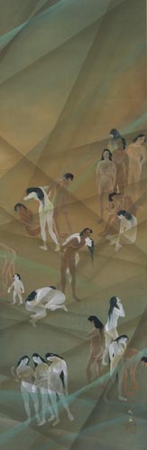 尾竹竹坡 彩色山水画 大正4年夏日 1915年 箱書 尾竹竹坡 彩色山水画 大正4年夏日 1915年 箱書 絵画