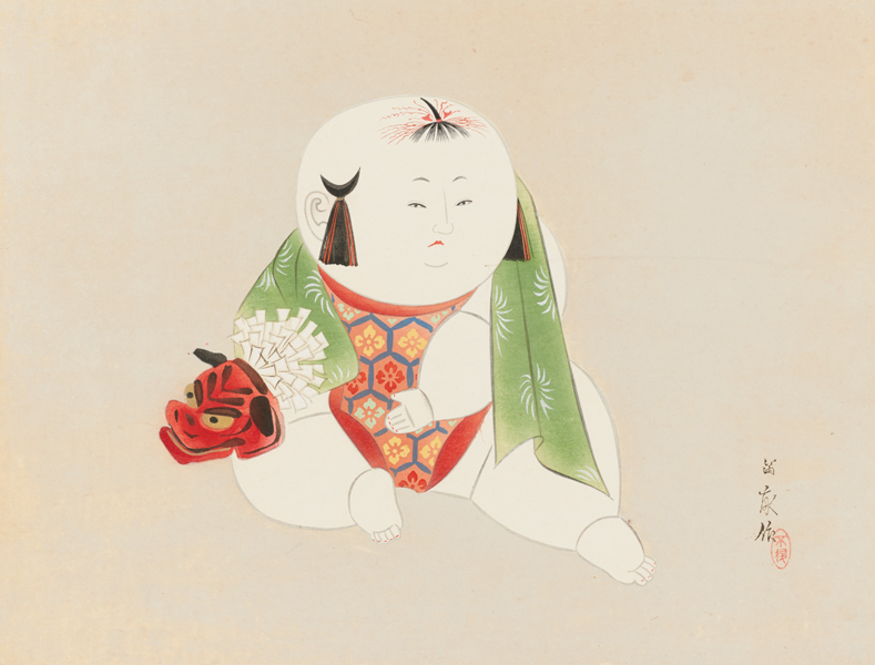 #西沢笛畝 木版画 「御所人形十二題」シリーズ「天下」 額装作品　複製画 御所人形十二題」より 鯛車 - 東京国立近代美術館
