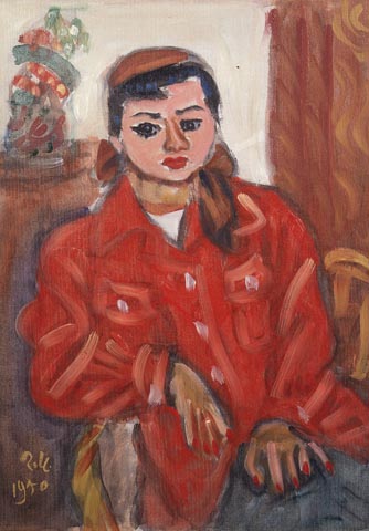 【 梅原龍三郎『笛吹童女』】　藤田画廊十周年記念　額入工芸 梅原龍三郎『笛吹童女』】 藤田画廊十周年記念 額入工芸