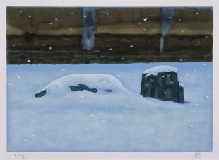 レオン 東山魁夷 版画 京洛小景「雪の石庭」 東山魁夷 京洛小景