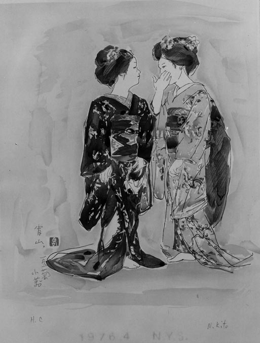 鬼頭鍋三郎舞妓木版画 鬼頭鍋三郎「舞妓」油彩 6号 :: 絵画買取・販売 - シバヤマ