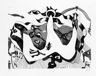 瑛九・銅版画 「SCALE II」より 43.忘れた道 - 東京国立近代美術館