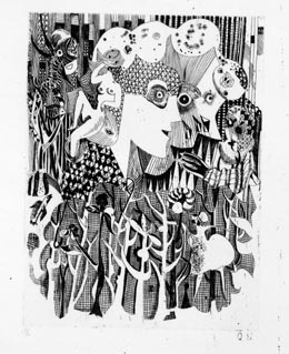 瑛九作品銅版画「scaleⅴ」ツバメ 瑛九・銅版画 「SCALE V」より 224.ツバメ - 東京国立近代美術館