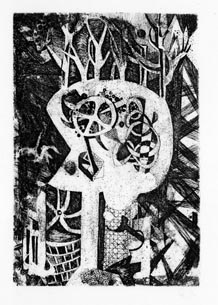 瑛九・銅版画 「SCALE III」より 85.森の家 - 東京国立近代美術館
