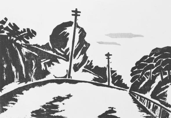 家の路地を通り抜けると… Road Cut Through a Hill (No.3 of the First Collection of