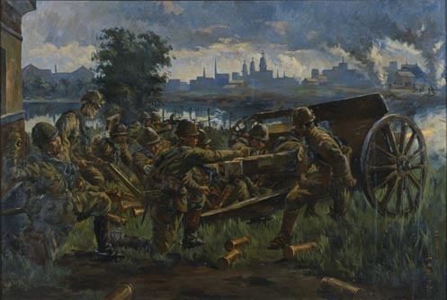 天津南海大学附近払暁野砲戦闘図 - 東京国立近代美術館